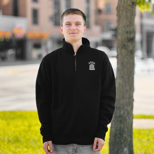 Zoozatz Vintage 5-Bar Black 1/4-Zip